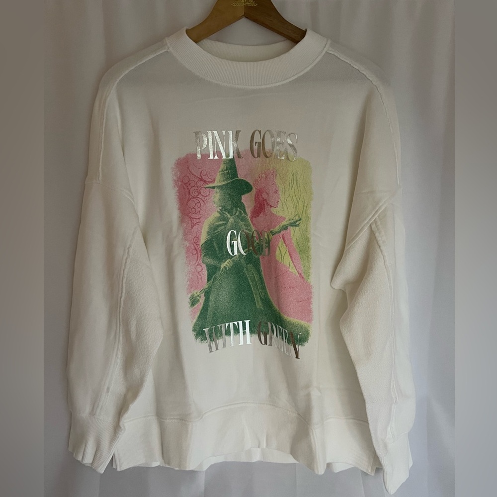 Aerie X Wicked Big Chill Crew Sweatshirt White Small